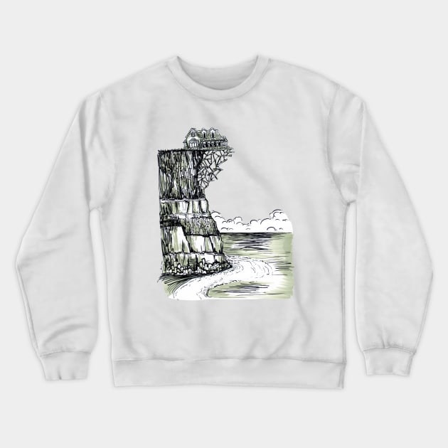 Creepy House on the Cliff Crewneck Sweatshirt by obillwon